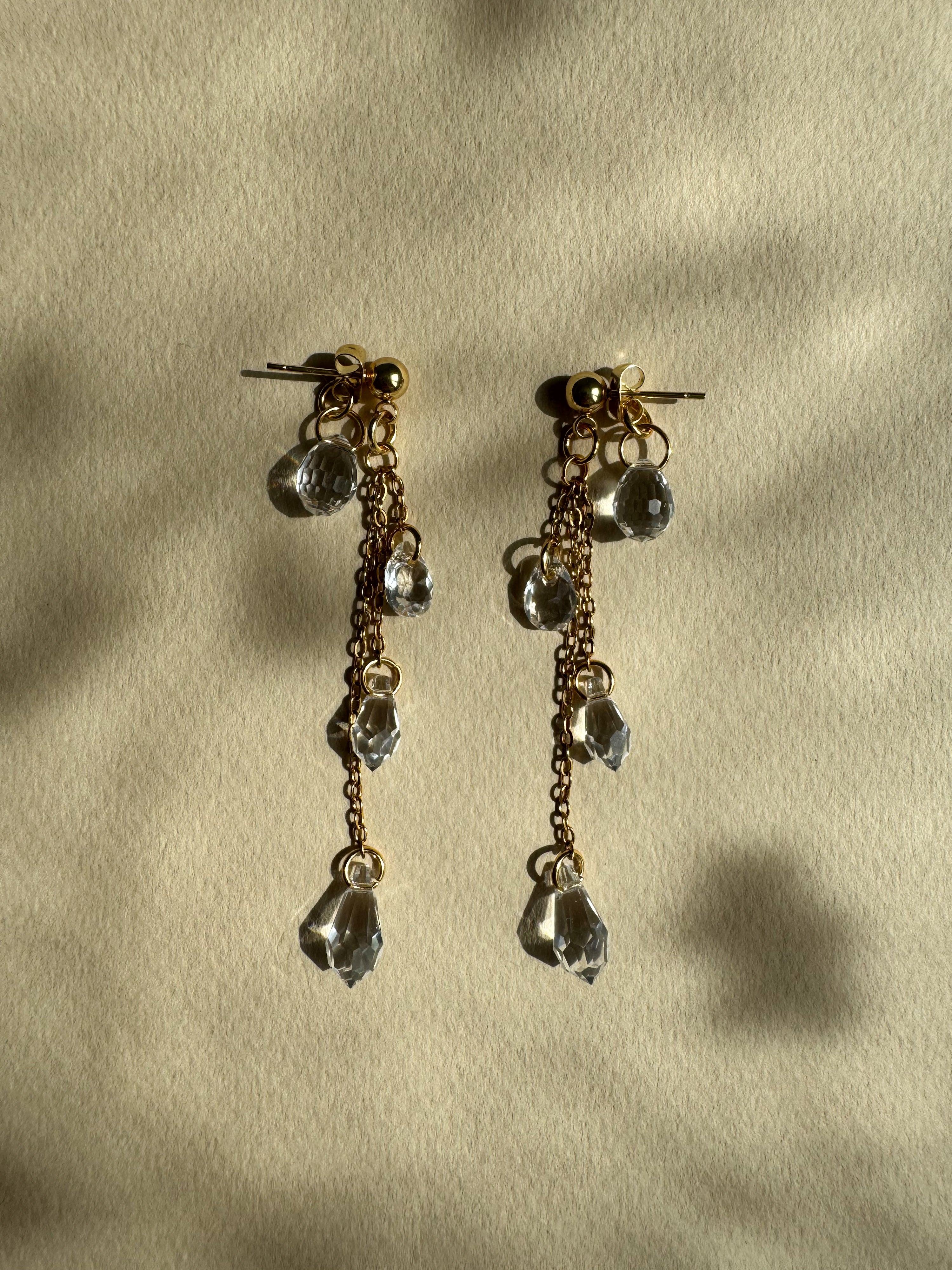 Boucles d’oreilles cascade avec pendantes gouttes