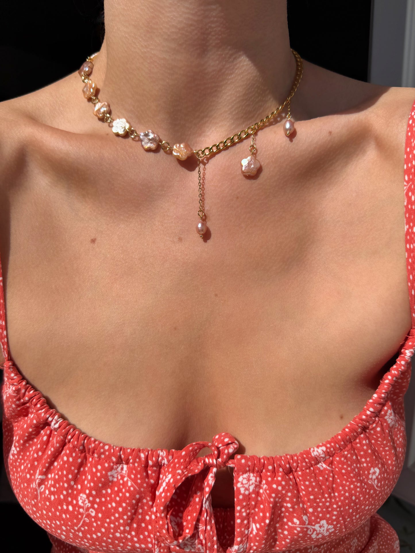 Collier Fleur rosée
