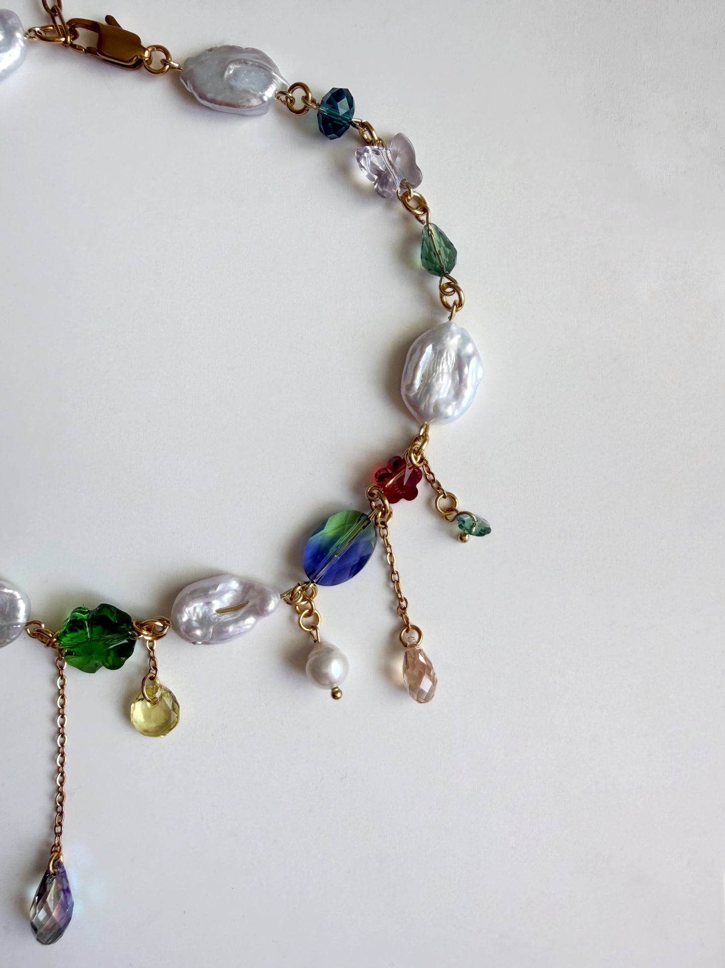 Baroque pearl & crystal fairy necklace