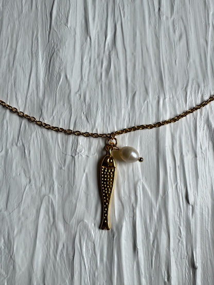 Collier pendentif poisson doré