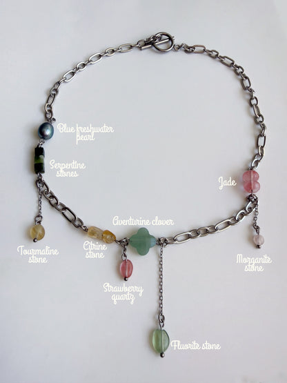 Silver multi-charm necklace