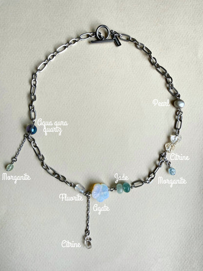 Collier multi charms argenté