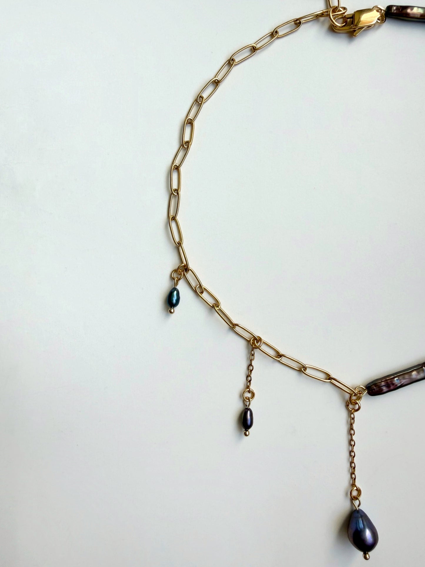 Baroque pearl & gold chain necklace
