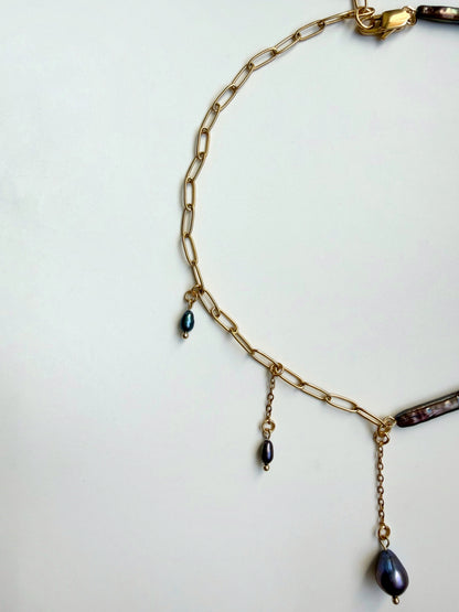 Baroque pearl & gold chain necklace