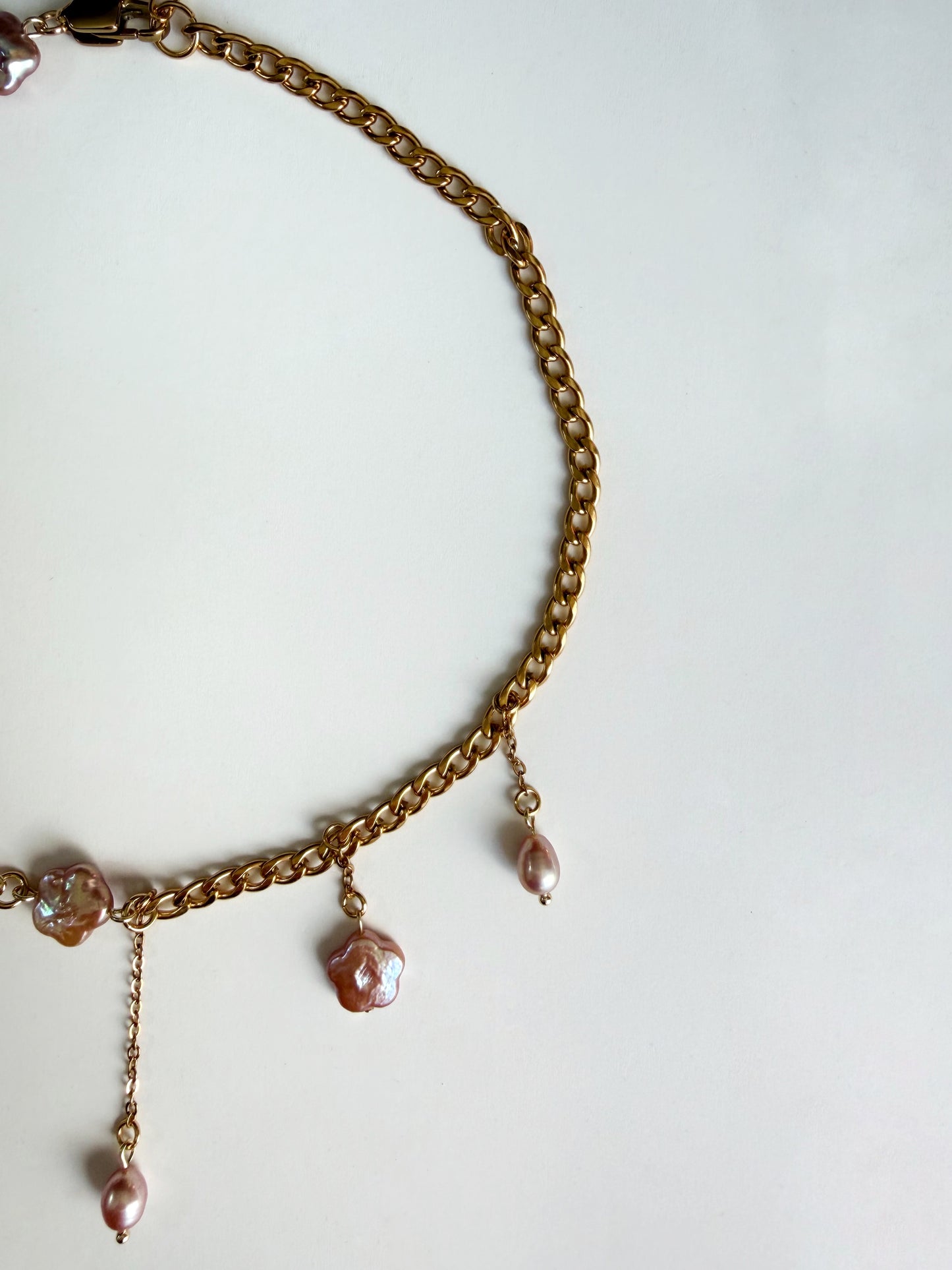 Collier Fleur rosée