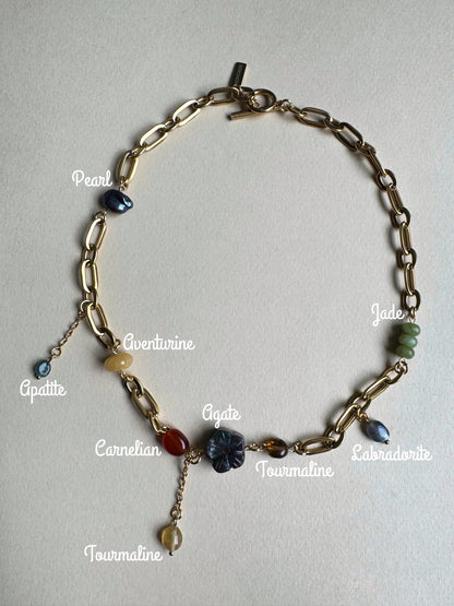 Collier multi charms doré