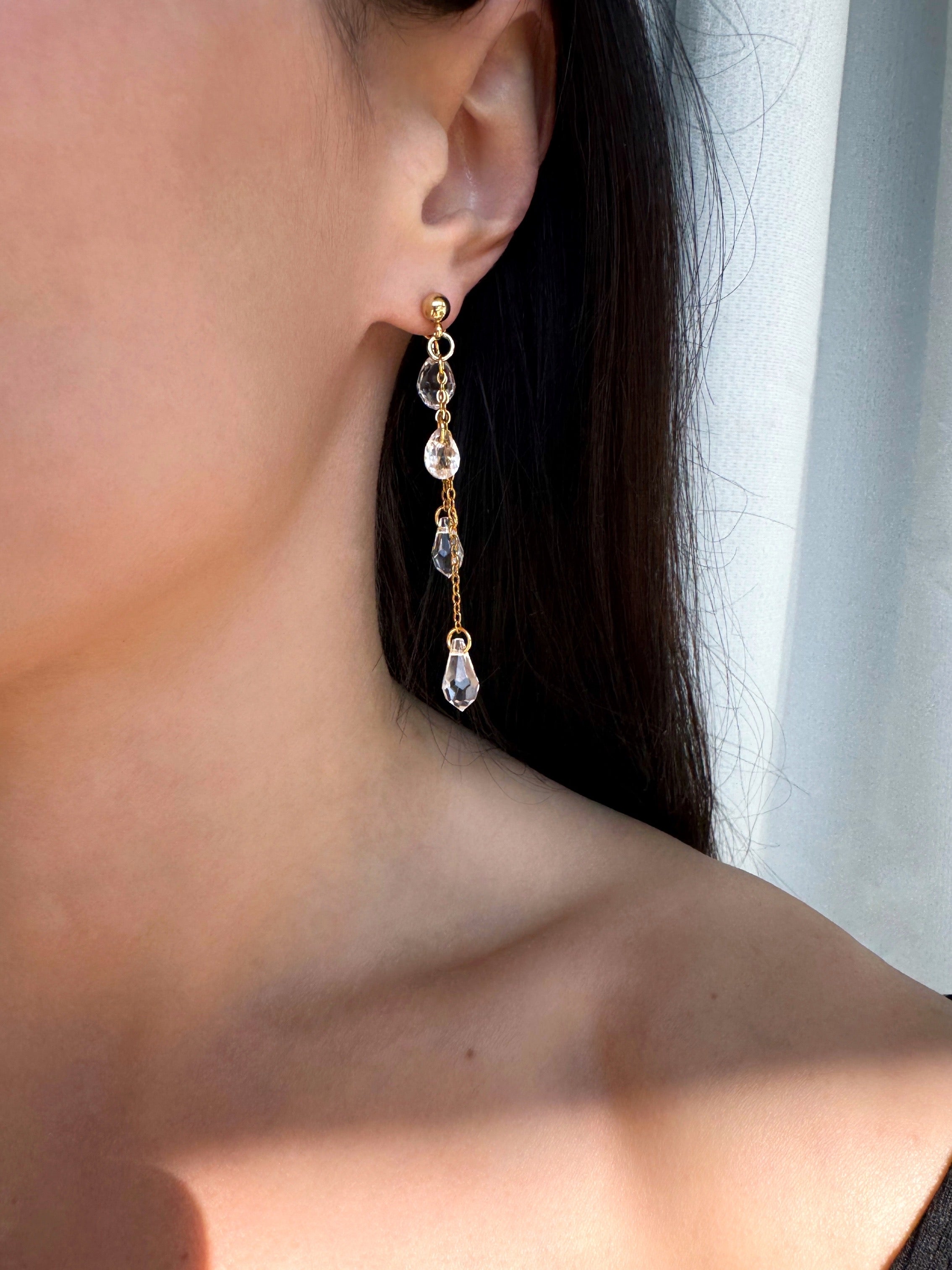 Boucles d’oreilles cascade avec pendantes gouttes