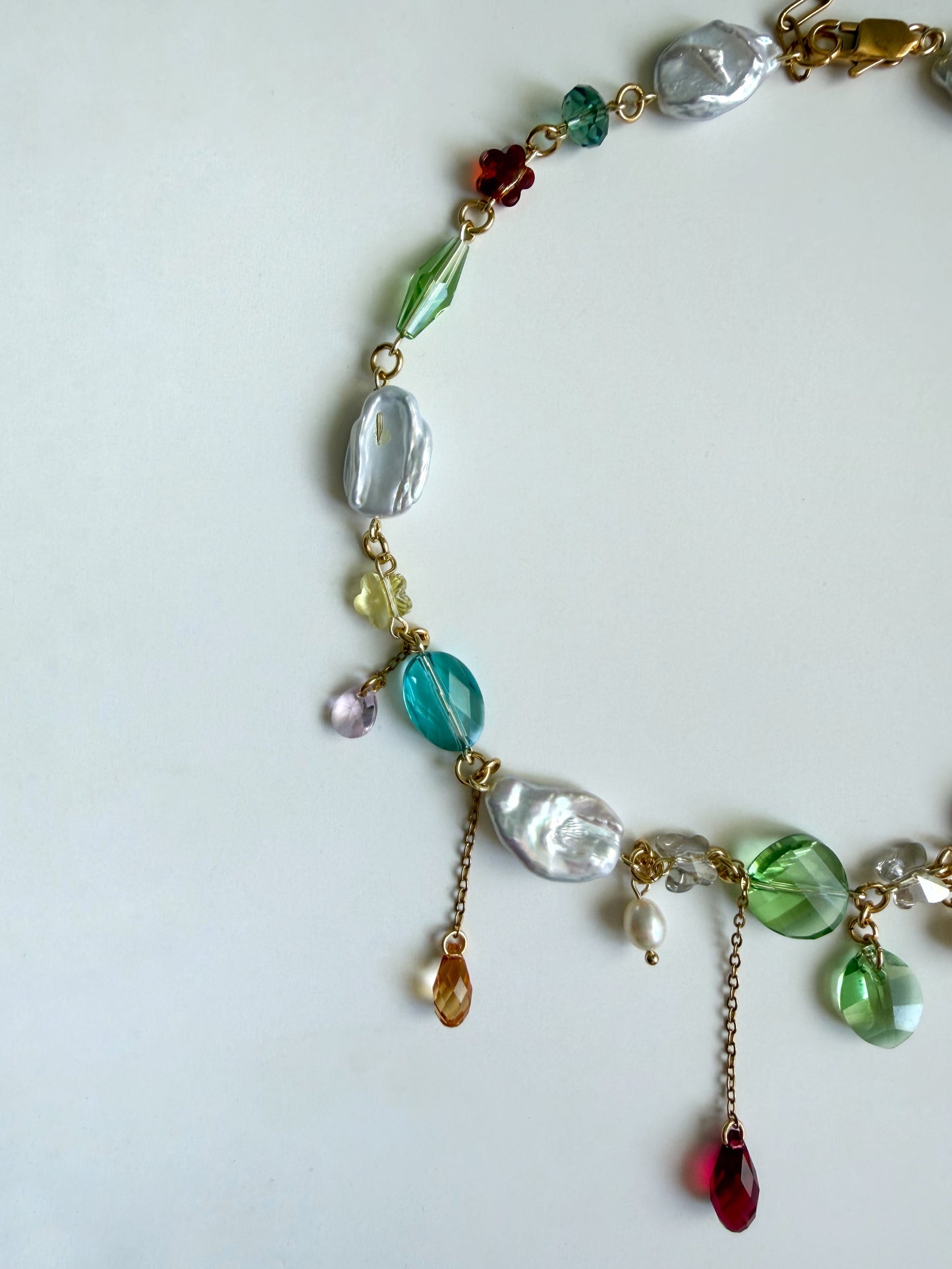 Baroque pearl & crystal fairy necklace