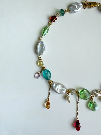 Baroque pearl & crystal fairy necklace