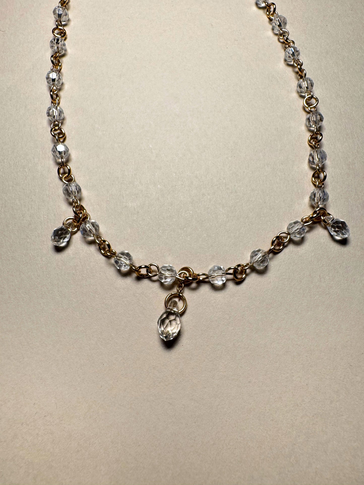 Clear glass beaded necklace