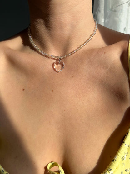 Collier cœur en quartz angel aura