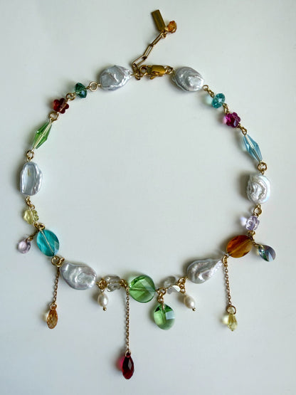 Baroque pearl & crystal fairy necklace