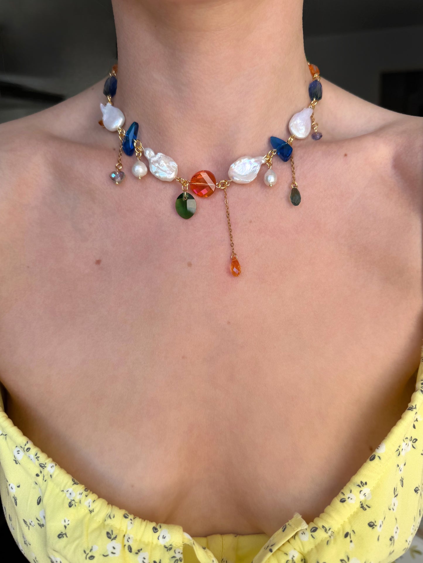 Baroque pearl & crystal fairy necklace