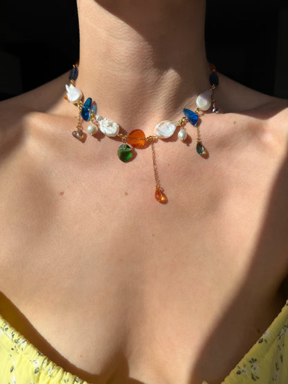 Baroque pearl & crystal fairy necklace