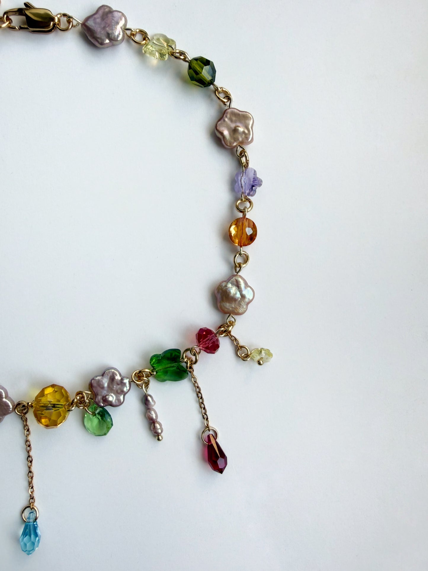 Flower baroque pearl & crystal necklace