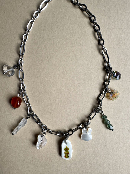 Collier multi charms argenté