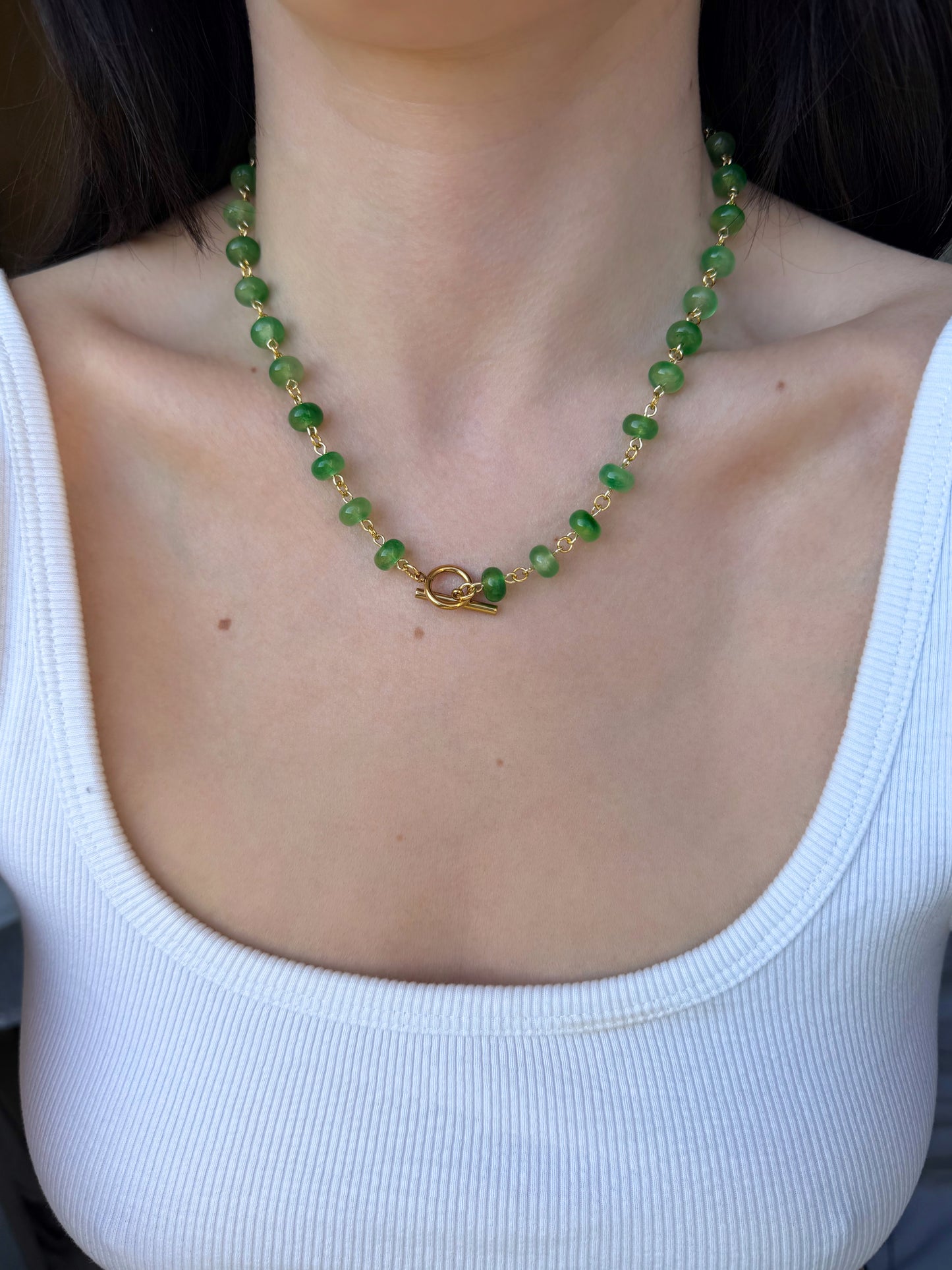 Halskette aus Jade in Mint Glow