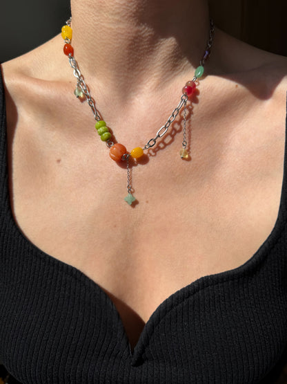 Silver multi-charm necklace