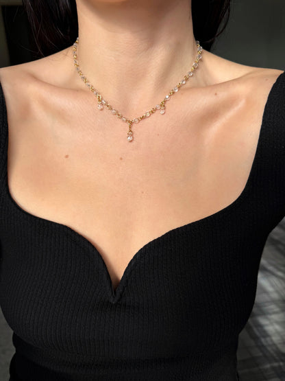 Clear glass beaded necklace