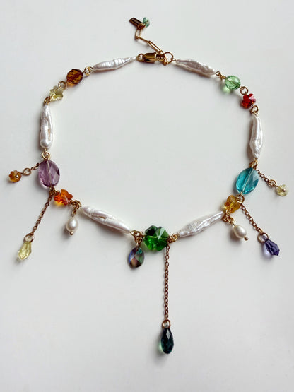 Baroque pearl & crystal fairy necklace