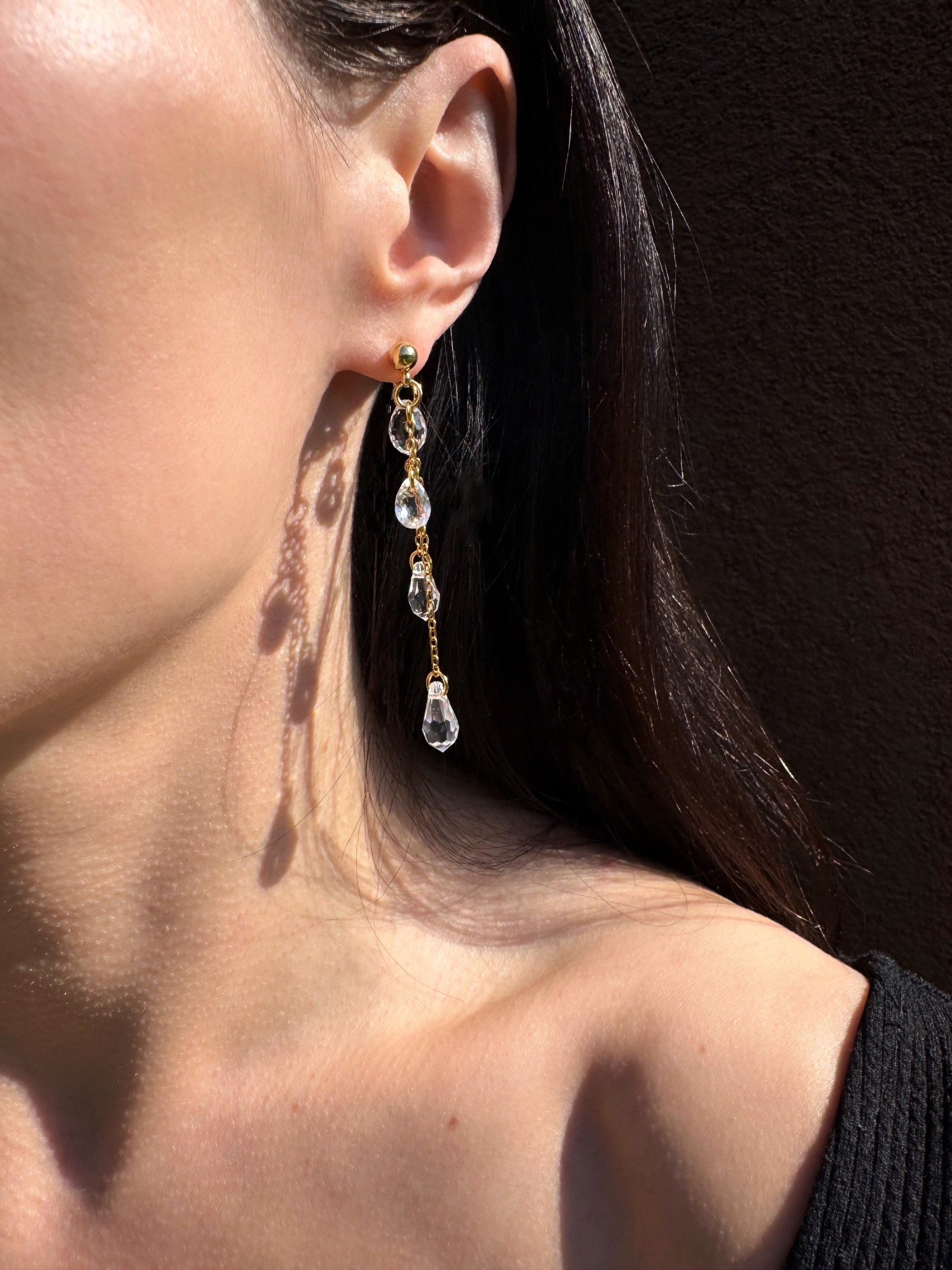 Boucles d’oreilles cascade avec pendantes gouttes