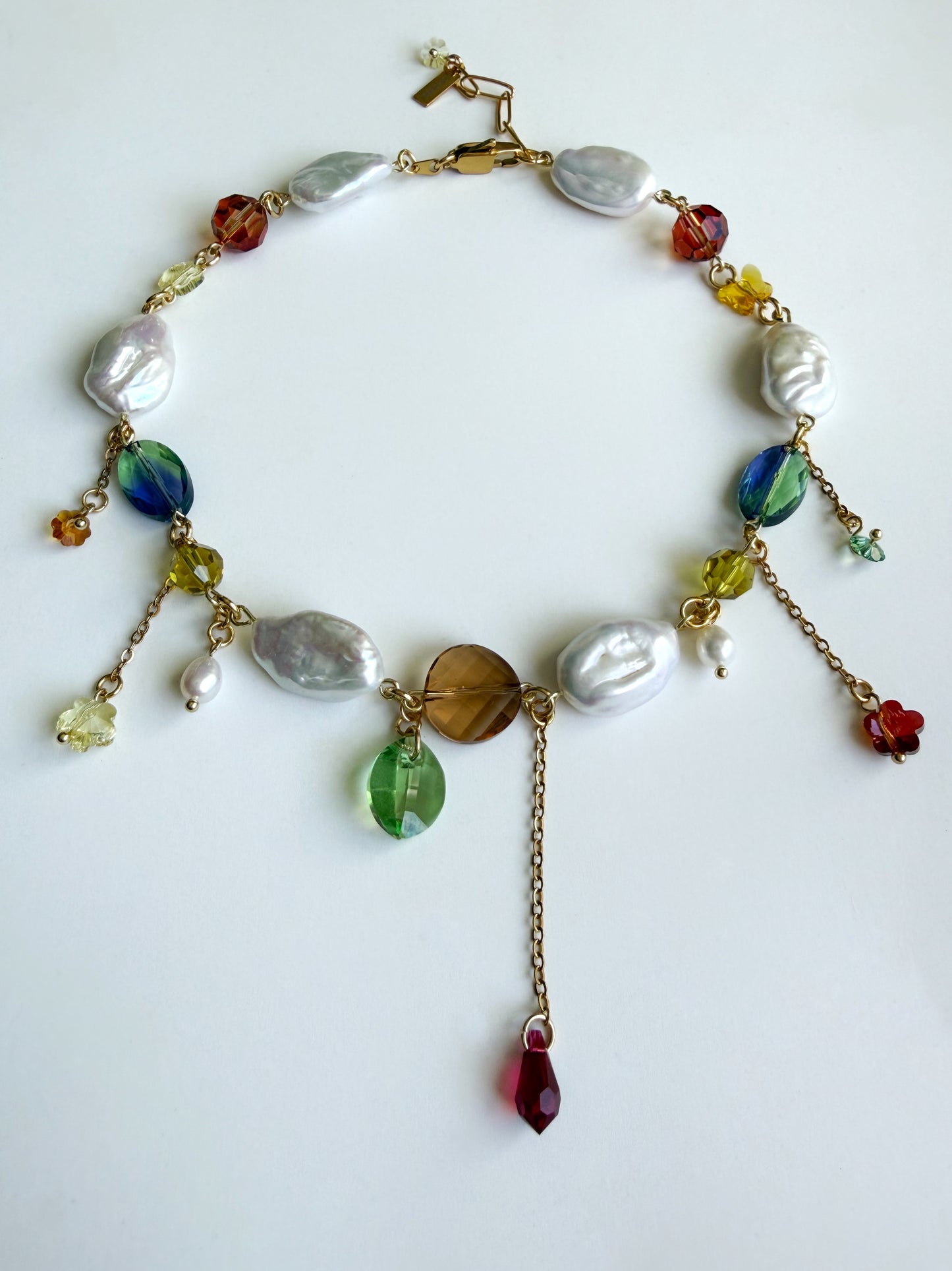 Baroque pearl & crystal fairy necklace