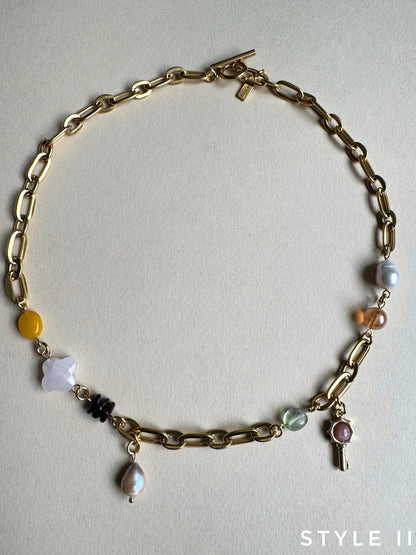Collier multi charms doré