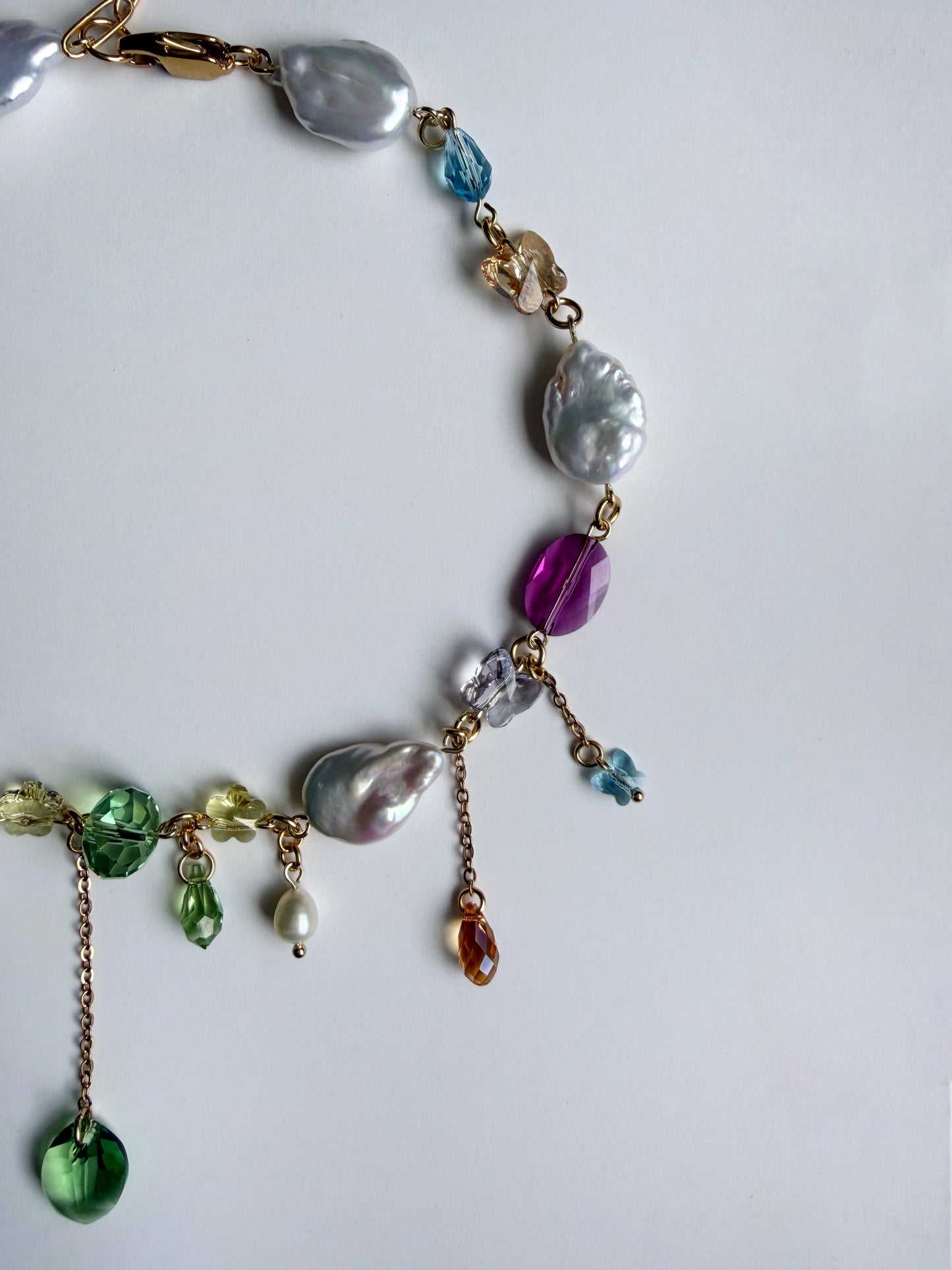 Baroque pearl & crystal fairy necklace