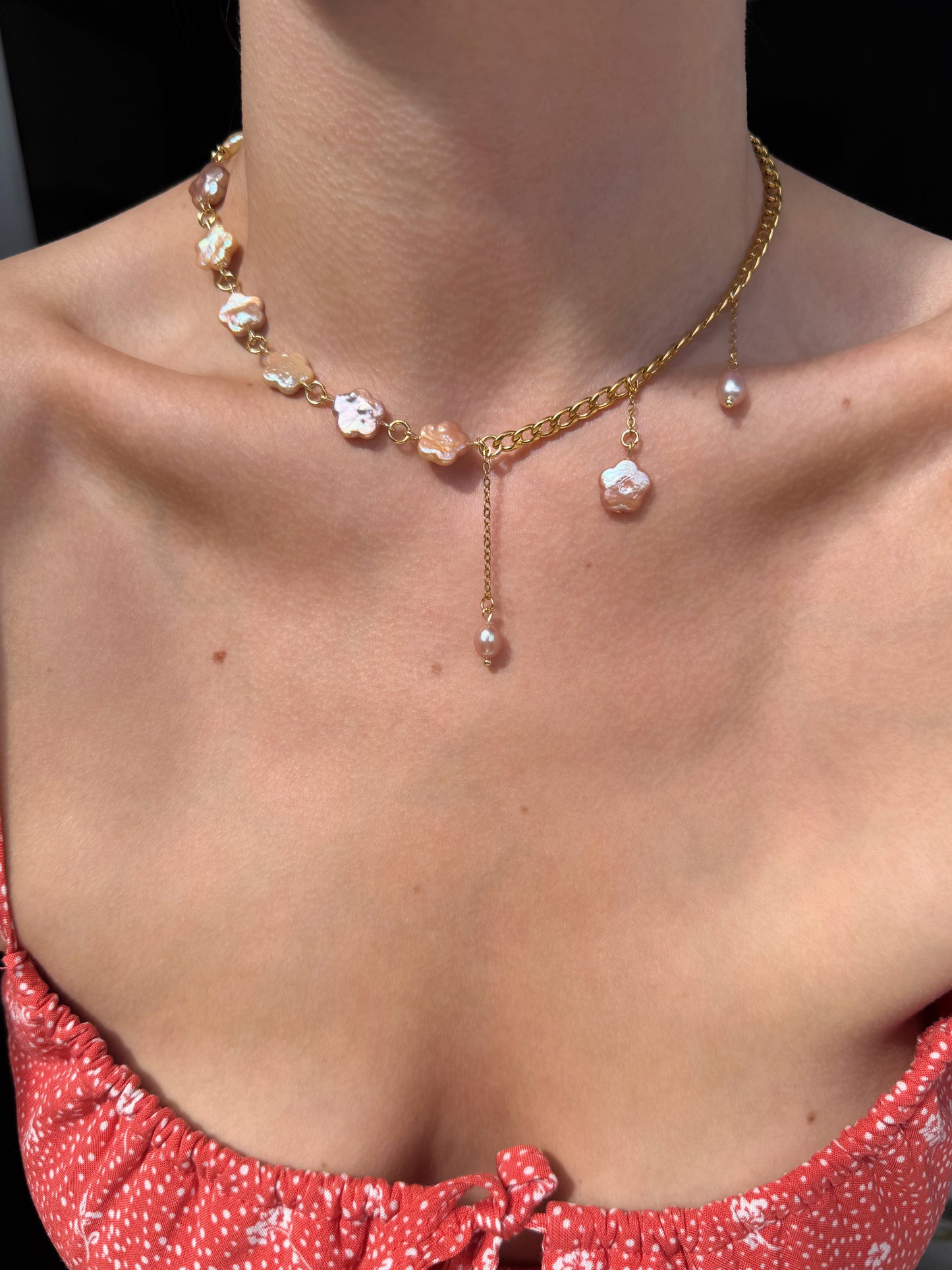 Collier Fleur rosée