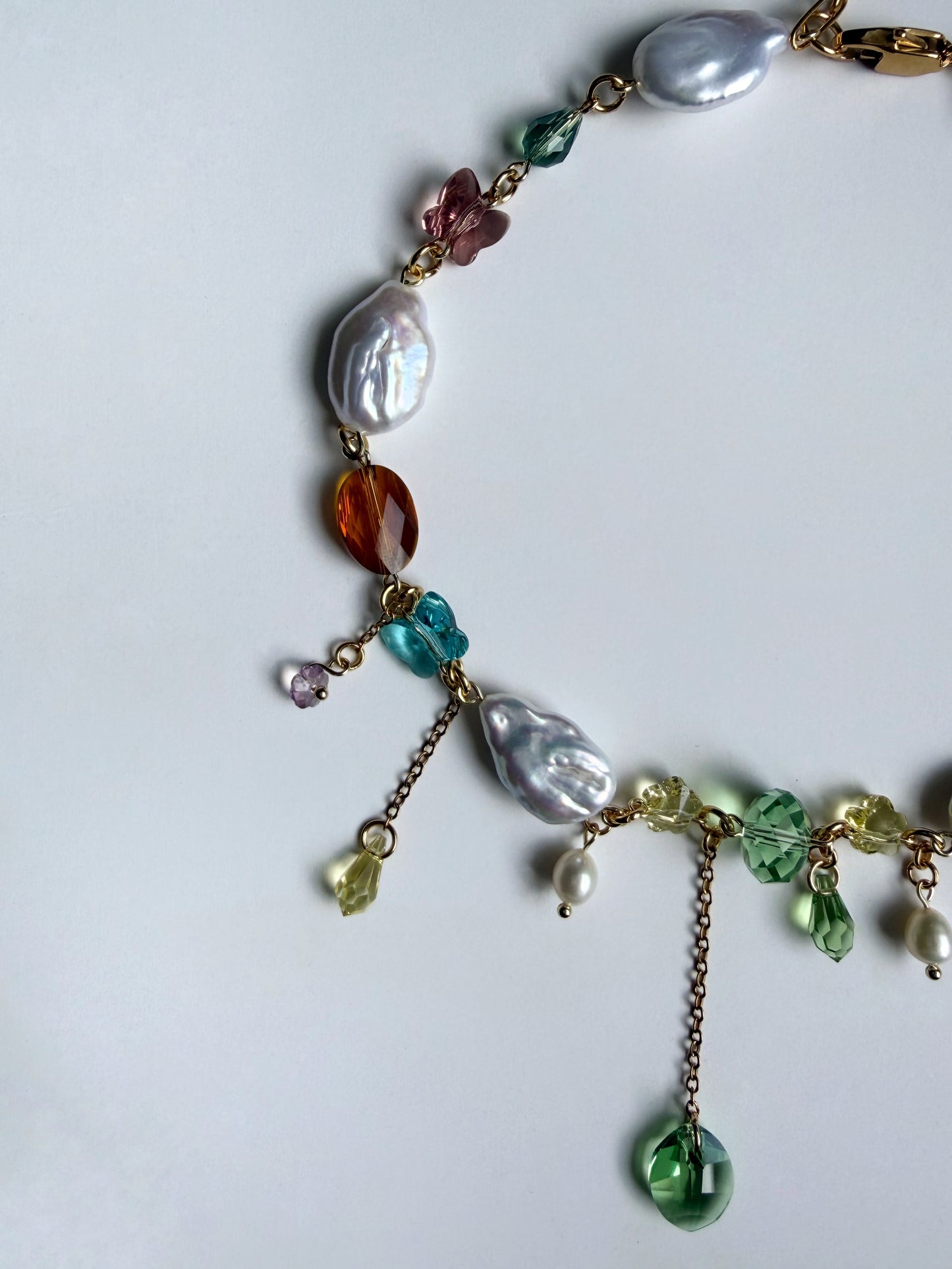 Baroque pearl & crystal fairy necklace