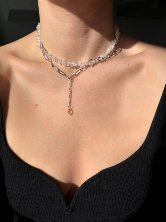 Collier superposé en quartz naturel