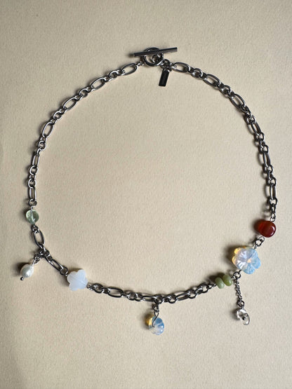 Collier multi charms argenté