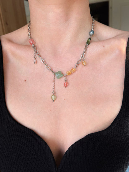 Silver multi-charm necklace
