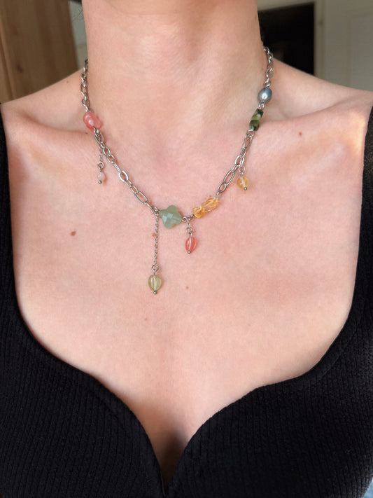 Collier multi charms argenté