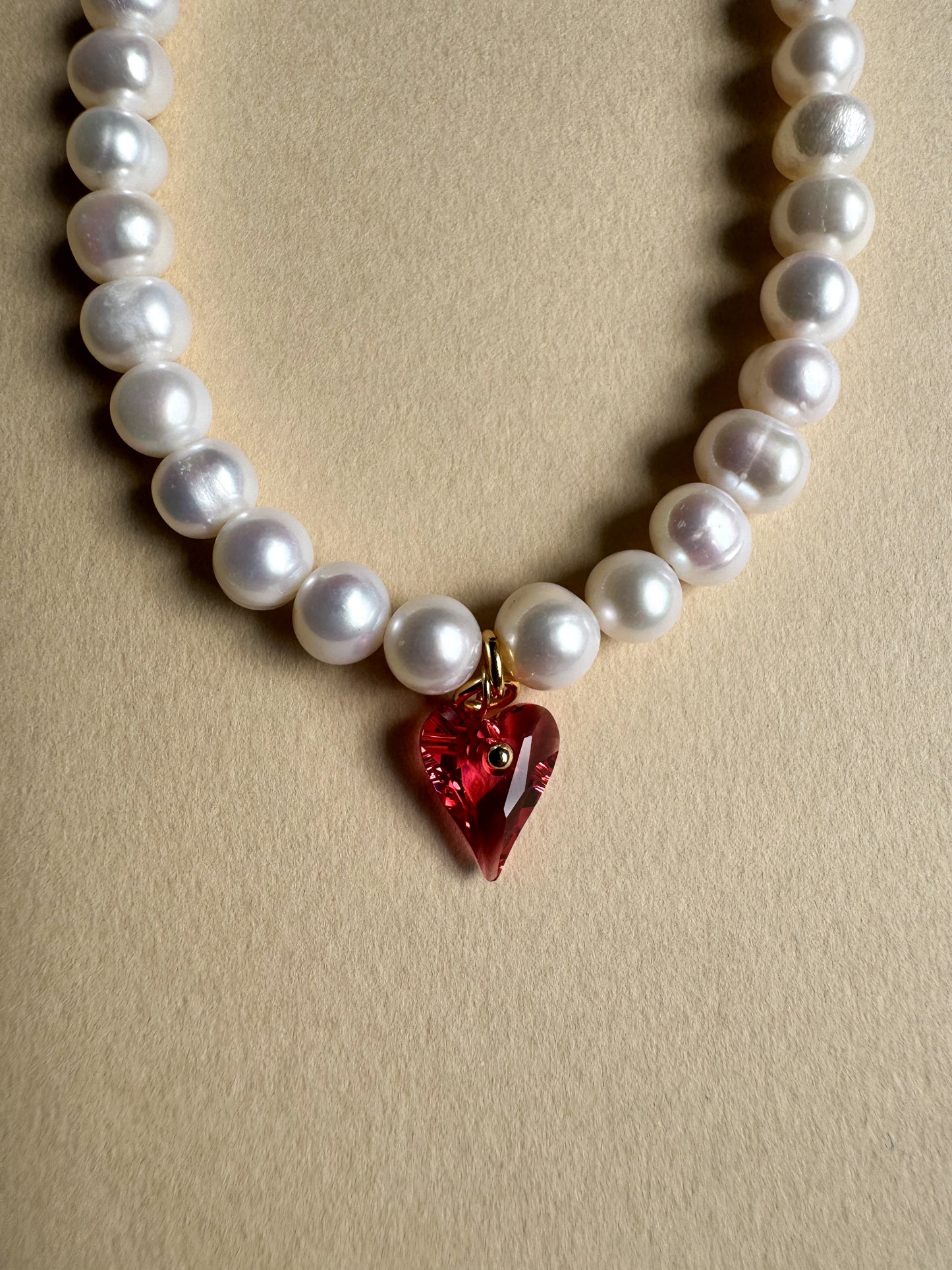 Colllier de perles d’eau douce cœur