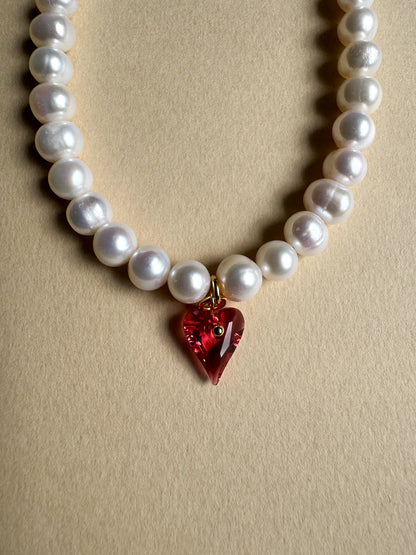 Colllier de perles d’eau douce cœur