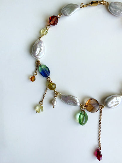 Baroque pearl & crystal fairy necklace