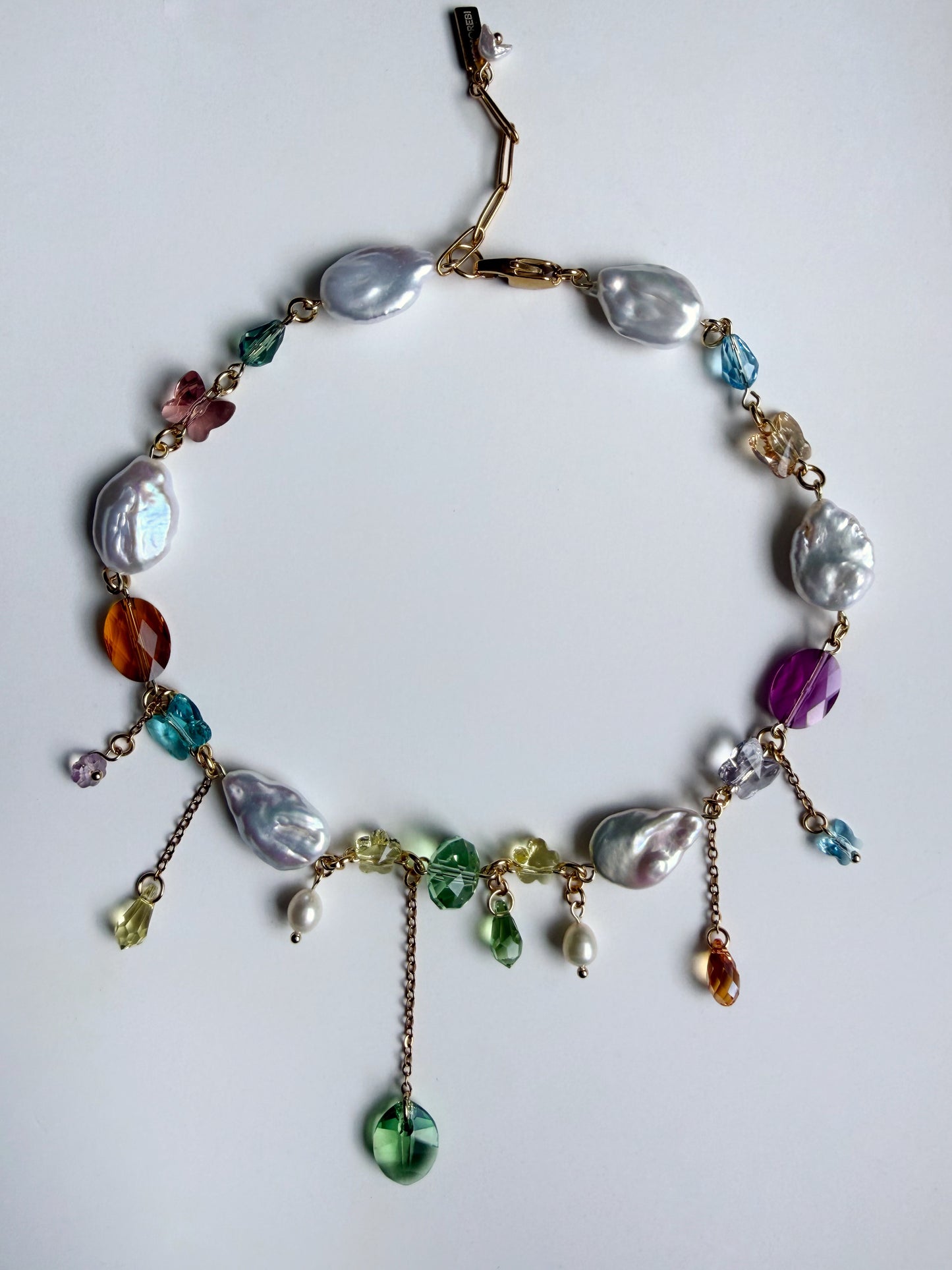 Baroque pearl & crystal fairy necklace