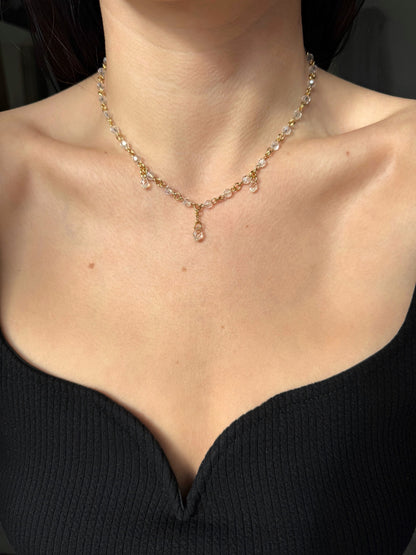 Clear glass beaded necklace