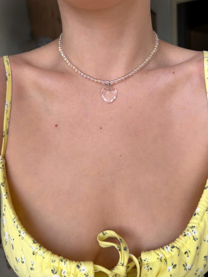 Collier cœur en quartz angel aura