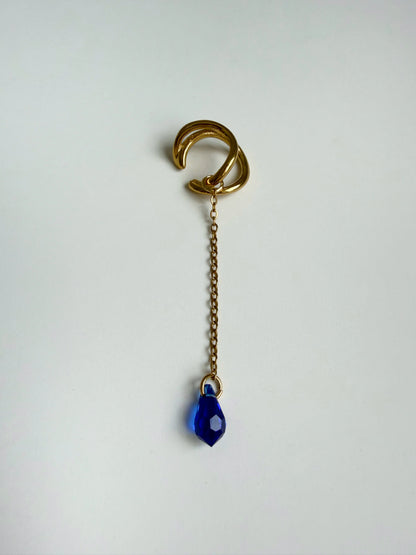 Ear cuff goutte bleue
