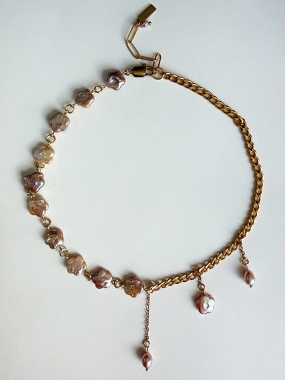 Collier Fleur rosée