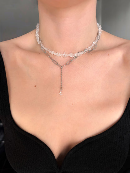 Collier superposé en quartz naturel