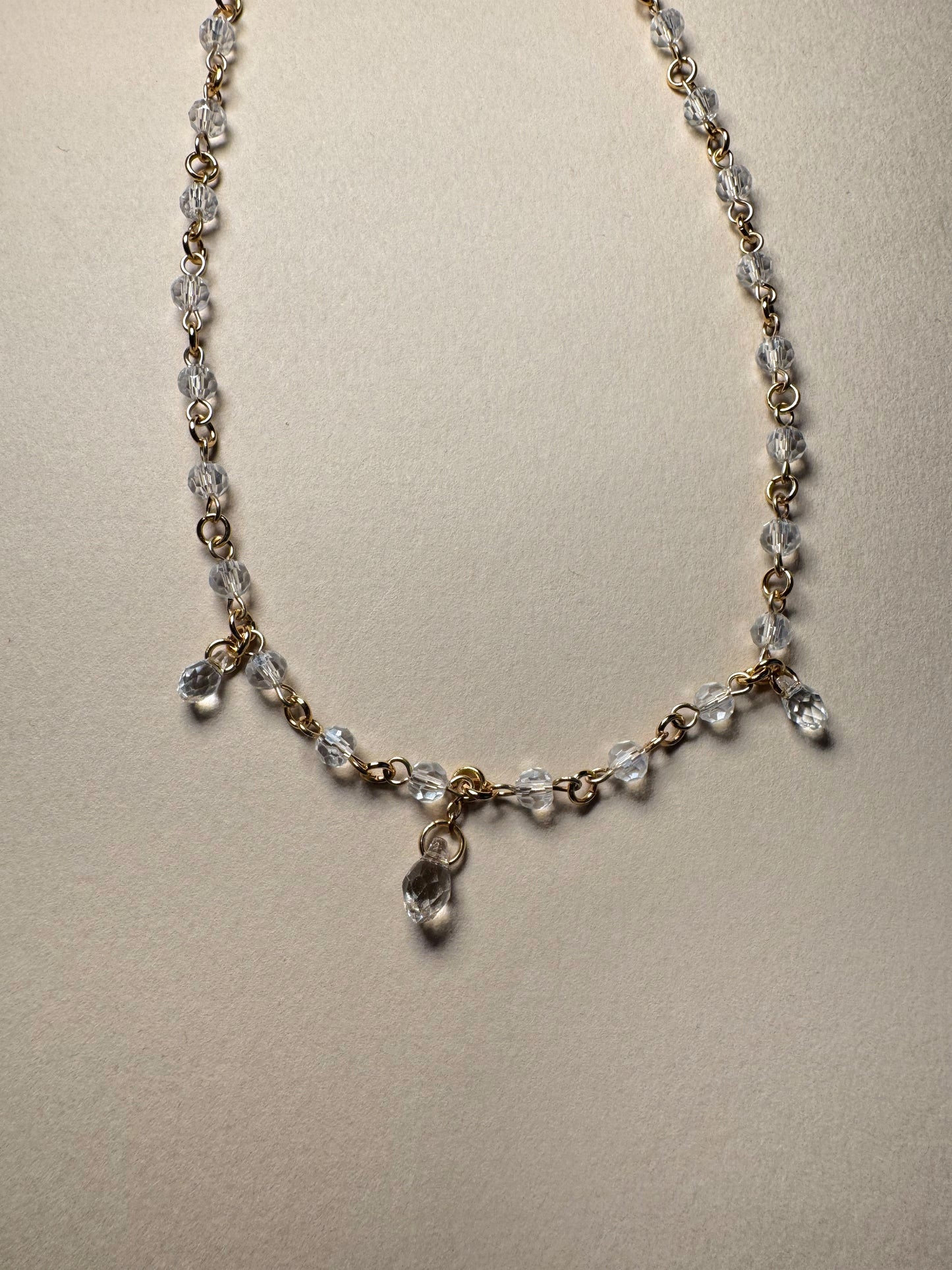 Clear glass beaded necklace