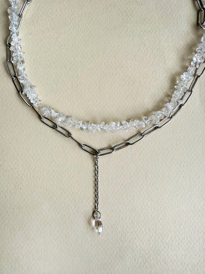 Collier superposé en quartz naturel