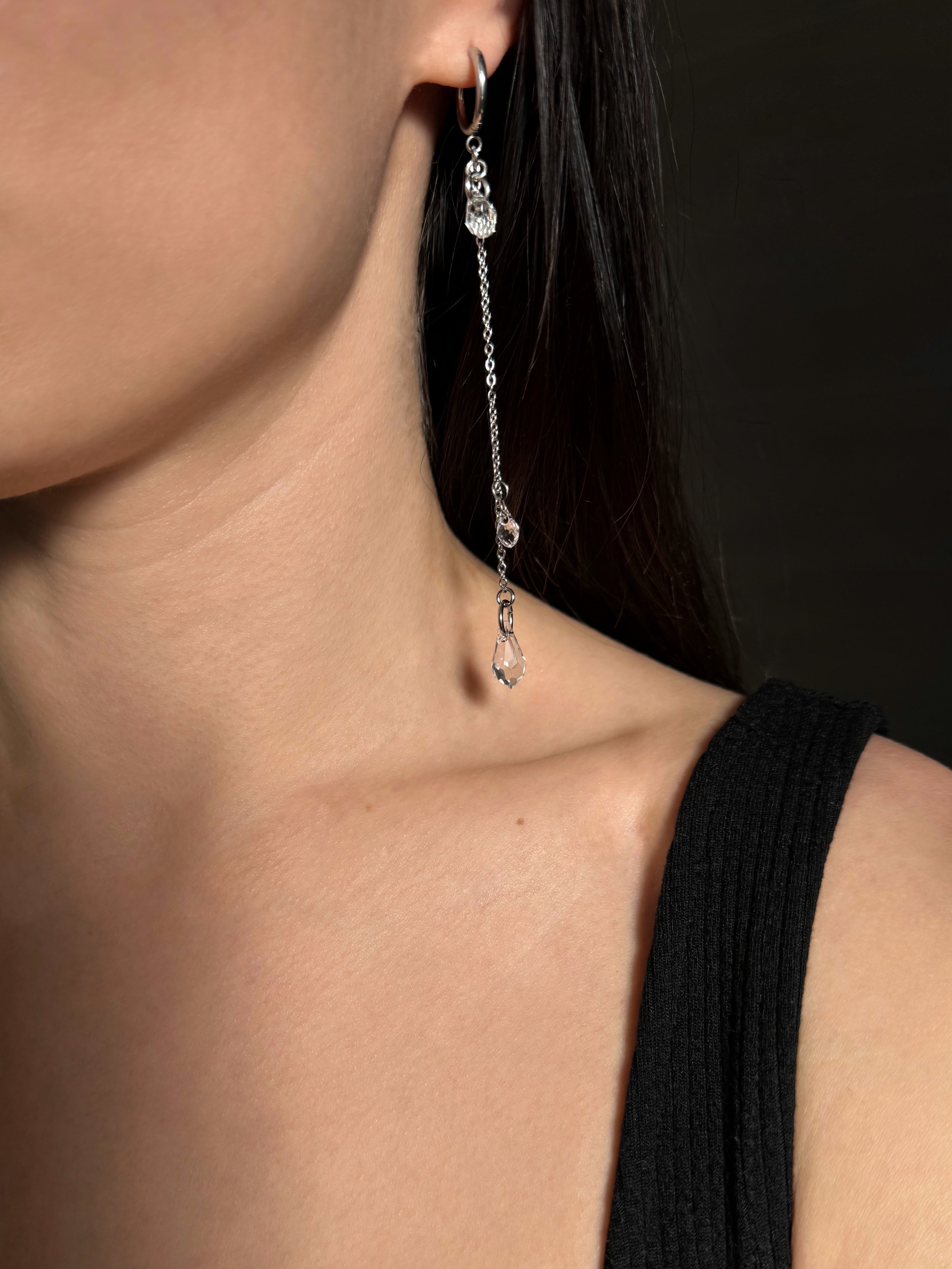 Boucles d’oreilles longues avec pendantes gouttes