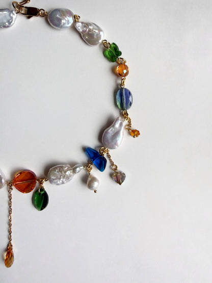 Baroque pearl & crystal fairy necklace