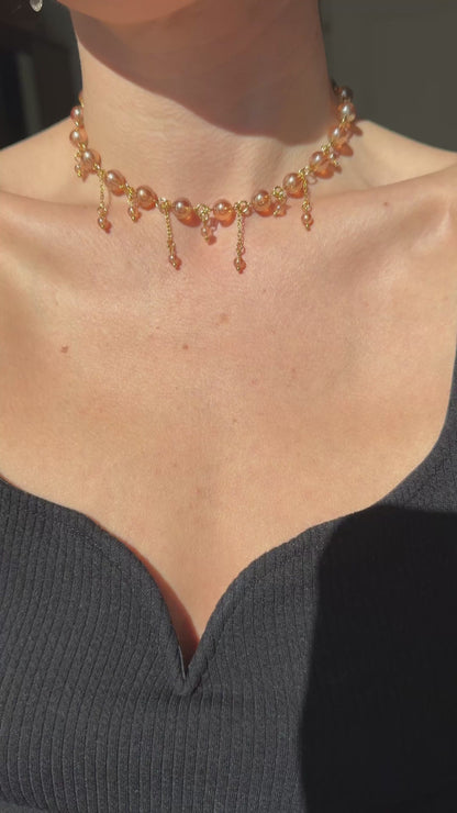 Sonnenuntergang Aura Quarz Halskette