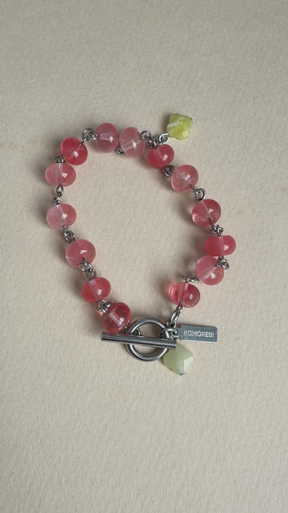 Armband aus Erdbeerquarz und Zitronenjade