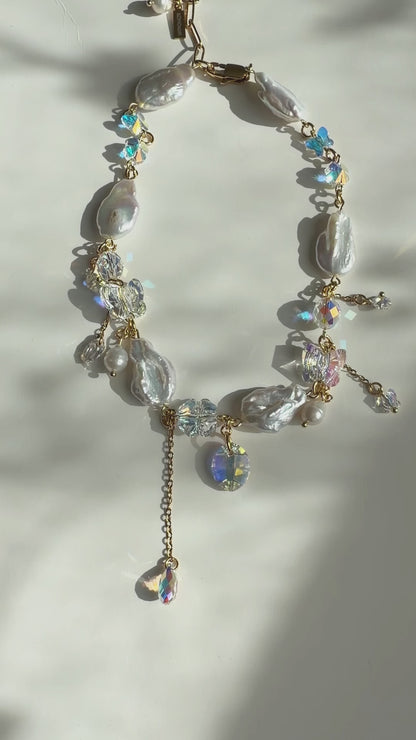 Chocker de perles baroques et de cristaux AB